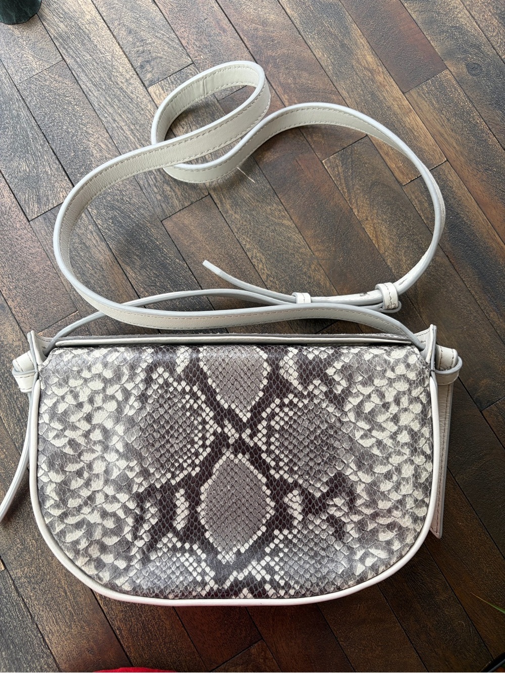 Banana Republic White and Gray Snake-Print Crossbody Bag
